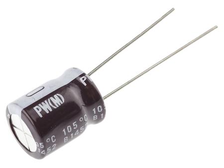 UPW1J101MPD Nichicon 100μF Aluminium Electrolytic Capacitor 63V dc, Radial, Through Hole -
