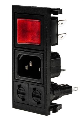 BZV03/Z0000/06 Bulgin C14 Snap-In IEC Connector Male, 10A, 250 V, Fuse Size 5 x 20mm