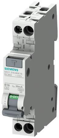 5SV1316-7GV16 Siemens RCBO, 16A Current Rating, 2P Poles, 30mA Trip Sensitivity, Type A, SENTRON Range