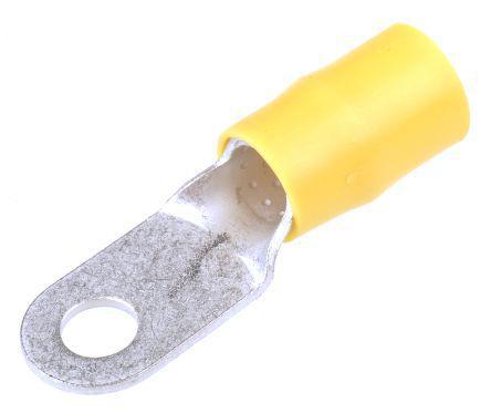 324050 TE Connectivity TERMINYL Series Insulated Tin Plated Crimp Ring Terminal, M6 Stud Size, 16.8mm² to 26.7mm², 4AWG