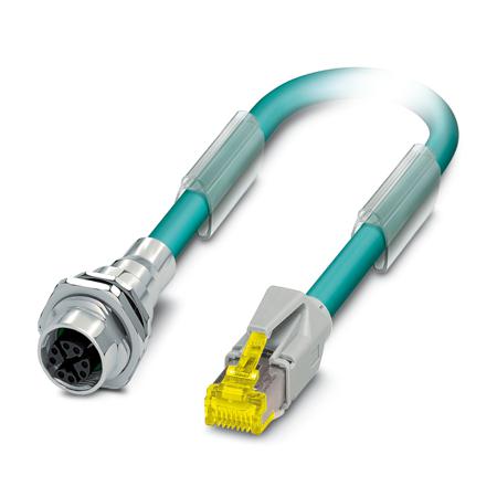 1419482 Phoenix ContactNBC, 5m Cat5, Light Blue M12 to Female, Shielded Shielded, Terminated Polyurethane Sheath