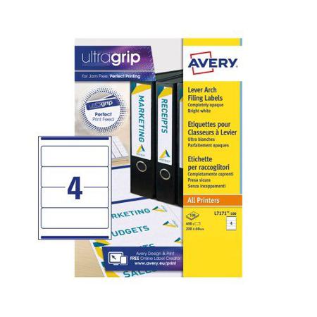 L7171-100 Avery White Adhesive High Visibility Label Sheet, Pack of 100Sheets