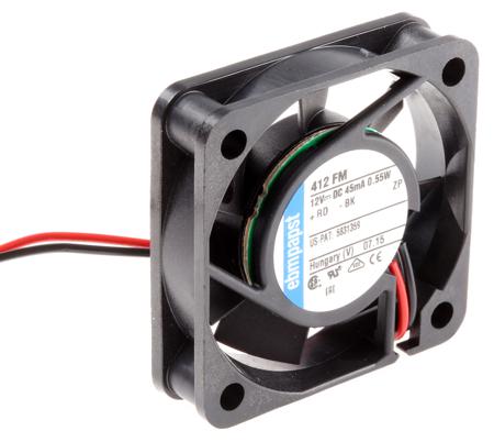 412FM ebm-papst 400 F Series Axial Fan, 12 V dc, DC Operation, 6m³/h, 500mW, 42mA Max, 40 x 40 x 10mm