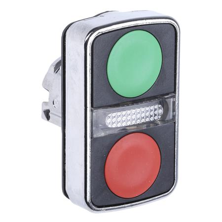 ZB4BW7A3740 Schneider Electric Harmony XB4 Series, Green, Red Push Button Head, Green, I/O, Red, 22mm Cutout