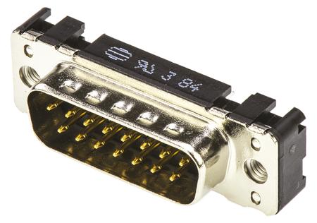 09652217701 HARTING 15 Way Through Hole D-sub Connector Plug, 2.74mm Pitch, with M3 Threaded Inserts