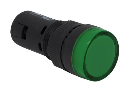 909-2437 RS Pro Green LED Pilot Light, 16mm Cutout, IP40, Round, 120 V ac/dc, 20 mA