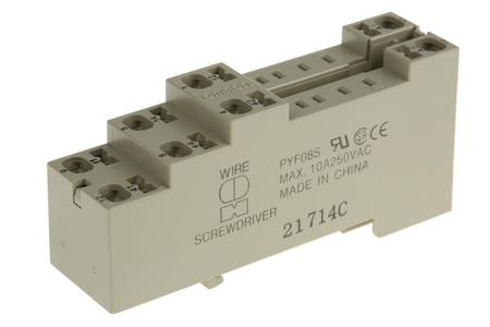 PYF08S Omron MY2 8 Pin 250V ac DIN Rail Relay Socket, for use with MY2 Series