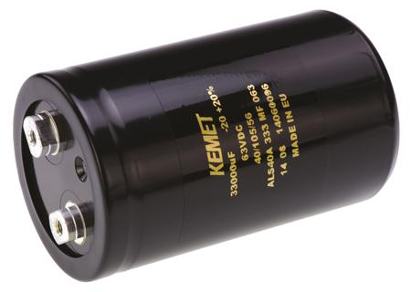 ALS40A333MF063 KEMET 33000μF Aluminium Electrolytic Capacitor 63V dc, Screw Terminal -