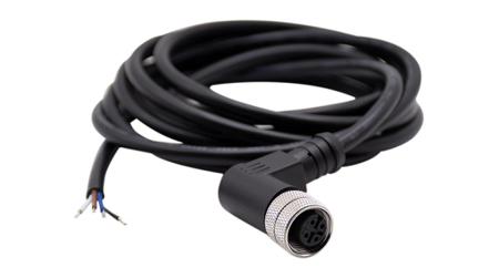 RND-205-01221 RND Right Angle Female 4 way M12 to Straight Connector & Cable, 2m