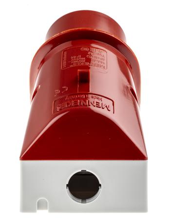 342 Mennekes IP44 Red Wall Mount 5P Right Angle Industrial Power Plug, Rated At 16A, 400 V
