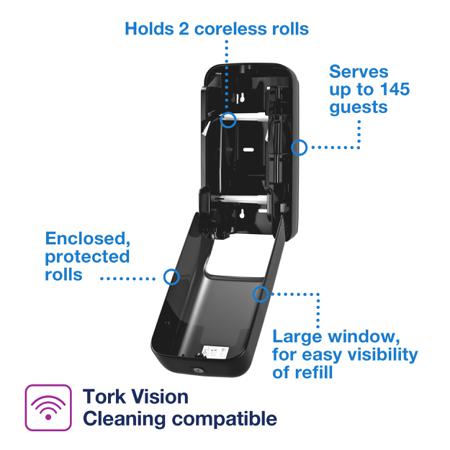 558042 Tork Black ABS Toilet Roll Dispenser, 174mm x 323mm x 171mm