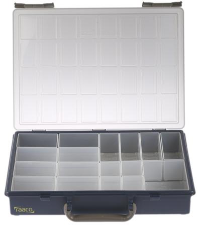 136228 Raaco 17 Cell Grey, Transparent PP Compartment Box, 57mm x 340mm x 265mm
