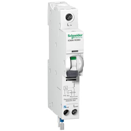 A9D12816 Schneider Electric RCBO, 16A Current Rating, 1P+N Poles, 100mA Trip Sensitivity, Acti 9 Range