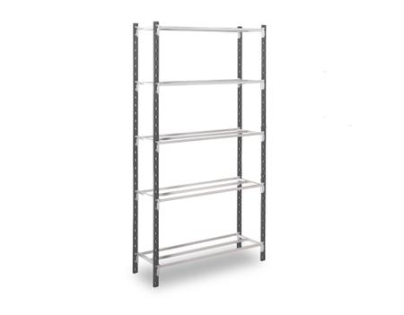 ZATUBIND2010705D1 Manorga RAL 7035 Light Grey 5 Shelf Sheet Steel Quickshelf Starter Bay, 2000mm x 1000mm, 700mm, 205kg Load
