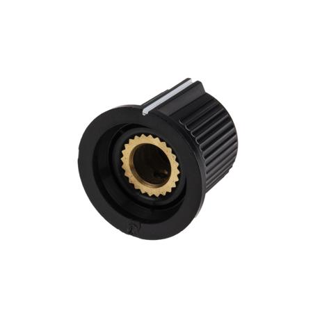 259-6963 RS Pro Potentiometer Knob, Body: Black, Red, for use with knob Dia. 21mm with a White Indicator, 6.35mm Shaft