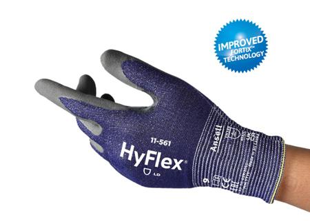 11561PRO100 Ansell HyFlex 11-561 Grey Basalt, HPPE, Nylon, Polyester, Spandex Cut Resistant Gloves, Size 10, Nitrile Coating