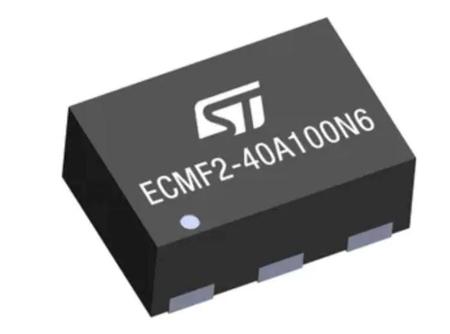 ECMF2-40A100N6 STMicroelectronics, ECMF2-40A100N, EMI Filter IC, 20000V 10.7 GHz, 100 mA, μQFN-6L, Surface