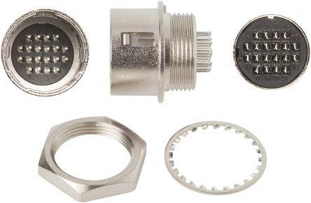 HR10G-13R-20PB-73- Hirose HR10 Series, 20 Pole Panel Mount Micro Connector Socket, with Male Contacts