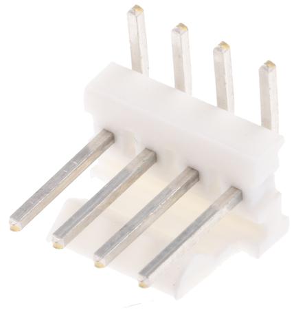 640457-4 TE Connectivity MTA-100, 2.54mm Pitch, 4 Way, 1 Row, Right Angle PCB Header, Through Hole