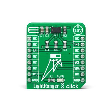MIKROE-4492 MikroElektronika LightRanger 8 Click Optical MikroBus Click Board for VL53L3CX
