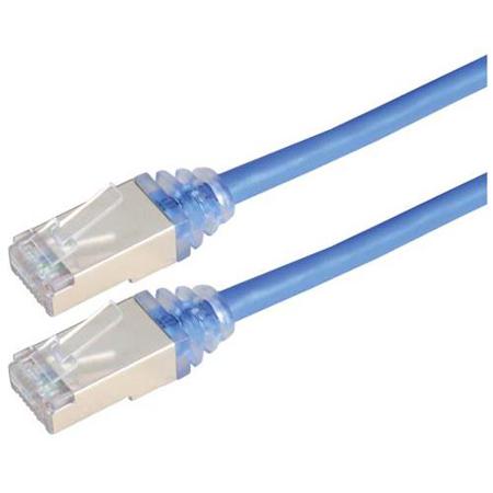 TRD628ABL-7 L-ComTRD, 7ft Cat6a, Blue RJ45 to Male RJ45 Male, Aluminium/Polyester Foil Shielded, Terminated PVC Sheath