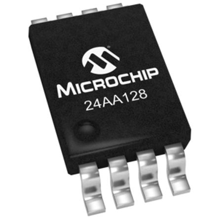 24AA128-I-MS Microchip 24AA128-I/MS Serial EEPROM Memory, 128kbit, 900ns, 1.7 → 5.5 V 8-Pin MSOP