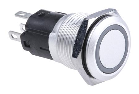 82-4551.1113 EAO 82 Series Illuminated Push Button Switch, Momentary, Panel Mount, 16mm Cutout, SPDT, Red LED, 12V, IP65, IP67
