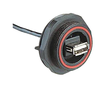 PX0849/A Bulgin Straight, Panel Mount, Socket- Single Port Type A 2.0 IP68 Type A USB Connector