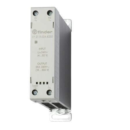 77.21.9.024.8250 Finder 77 Series Series Solid State Relay, 25 A Load, DIN Rail Mount, 230 V ac/dc Load, 230 V ac/dc Control