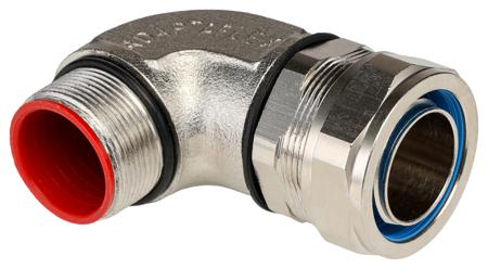 SPL32-M32-90-X-5 Adaptaflex 90° Elbow Cable Conduit Fitting, Steel Silver Nickel Plated 32mm nominal size IP67 M32