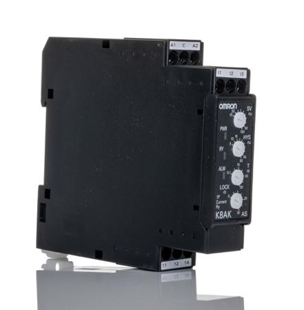 K8AK-AS2 100-240VAC Omron Current Monitoring Relay, 1 Phase, SPDT, DIN Rail