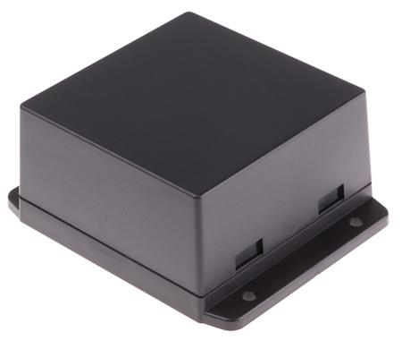 919-0351 RS PRO Black ABS Enclosure, Flanged, Black Lid, 80 x 80 x 43mm