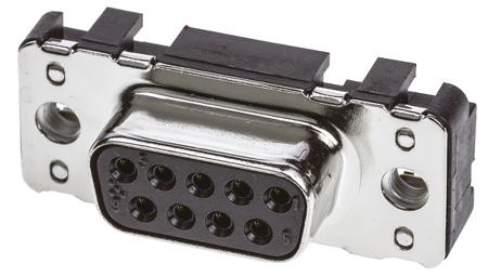09661117501 HARTING 9 Way Through Hole D-sub Connector Socket, 2.74mm Pitch, with M3 Threaded Inserts
