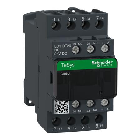LC1DT20BD Schneider Electric TeSys D LC1D Contactor, 24 V dc Coil, 4-Pole, 20 A, 4NO, 690 V ac
