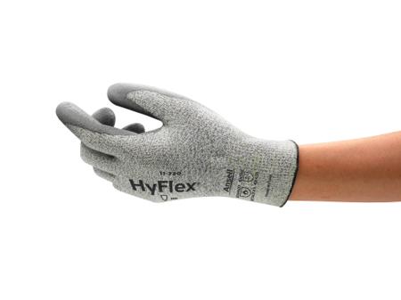 11730110 Ansell HyFlex 11-730 Grey HPPE, Nylon, Spandex Cut Resistant Gloves, Size 11, Polyurethane Coating