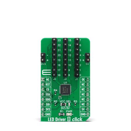 MIKROE-4268 MikroElektronika , LED Driver Click LED Driver Sensor Add-On Board for PCA9957HNMP for LED Display, LED
