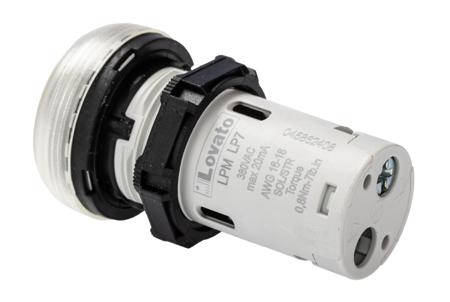 LPMLP7 Lovato, LPML, Panel Mount Clear LED Pilot Light, 22mm Cutout, IP66, IP67, IP69K, Round, 380-415V