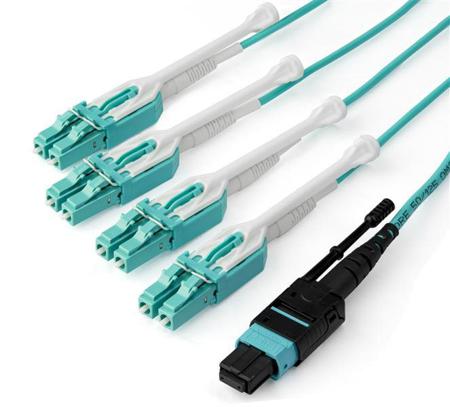 MPO8LCPL3M StarTech.com MPO to LC Multi Mode OM3 Fibre Optic Cable, 50/125μm, Aqua, 3m