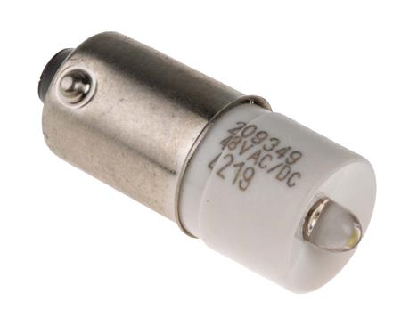 209-349 RS PRO White LED Indicator Lamp, 48V ac/dc, BA9s Base, 10mm Diameter, 1180mcd