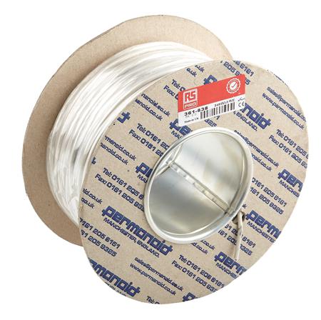 361-838 RS Pro White, 100m PVC 2491X Equipment Wire, 1.5 mm² CSA , 750 V 15 AWG