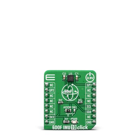 MIKROE-3934 MikroElektronika 6DOF IMU 10 Click MikroBus Click Board for KMX62-1031 machine/vibration analysis, navigation,
