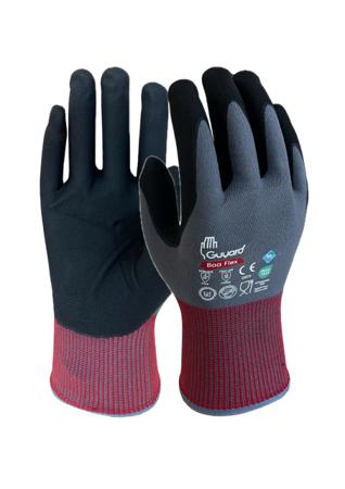 BOAFLEX06 GUYARD BOA FLEX Black, Grey Nitrile, Nylon, Spandex Work Glove, Size 6, Nitrile Micro-Foam Coating