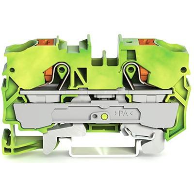2210-1207 TOPJOB S, 2210 Series Green/Yellow Earth Terminal Block, 10mm², Single-Level, Push-In Cage Clamp Termination, ATEX