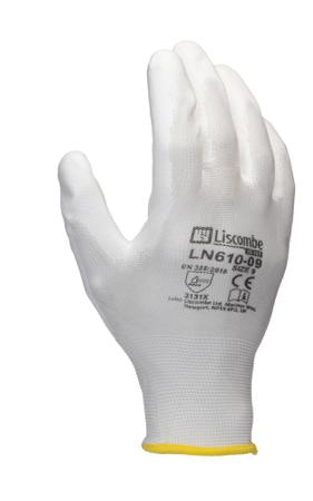 LN610-09 RS PRO White Polyamide Good Dexterity Work Gloves, Size 9, Large, Polyurethane Coating
