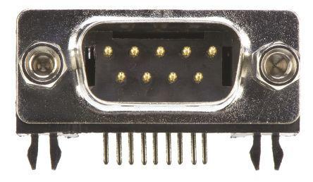 3-1634580-2 TE Connectivity AMPLIMITE HDP-20 Series, 9 Way Right Angle Through Hole PCB D-sub Connector Plug, 2.77mm Pitch
