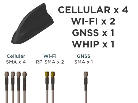 L001044-03 TE Connectivity  Whip Multiband Antenna with SMA, SMA RP Connector, 5G, GNSS, Wi-Fi