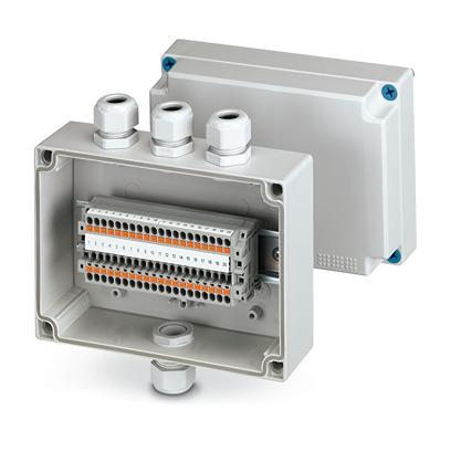 3002001 Phoenix Contact E AB A Series Grey ABS Junction Box, 20 Terminals, 180 x 130 x 100mm