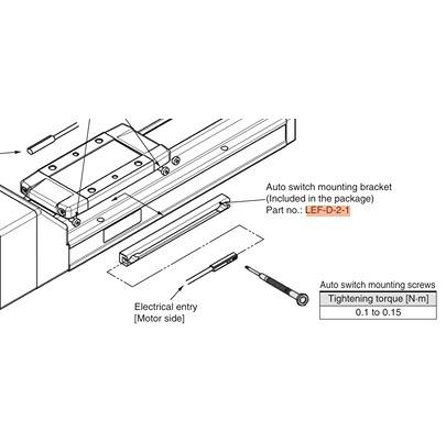 LEF-D-2-1 SMC Switch Mounting Bracket, LEF Series, For Use With Actuator