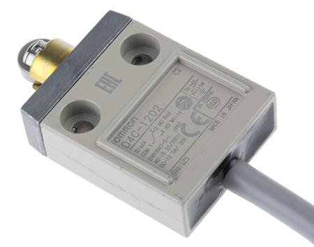 D4C-1202 Omron D4C Series Roller Plunger Limit Switch, NO/NC, IP67, SPDT, Metal Housing, 250V ac Max, ac 5A Max