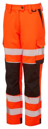 LFE972-26S PULSAR LFE972 Orange Water Repellent Hi Vis Trousers, 26in Waist Size